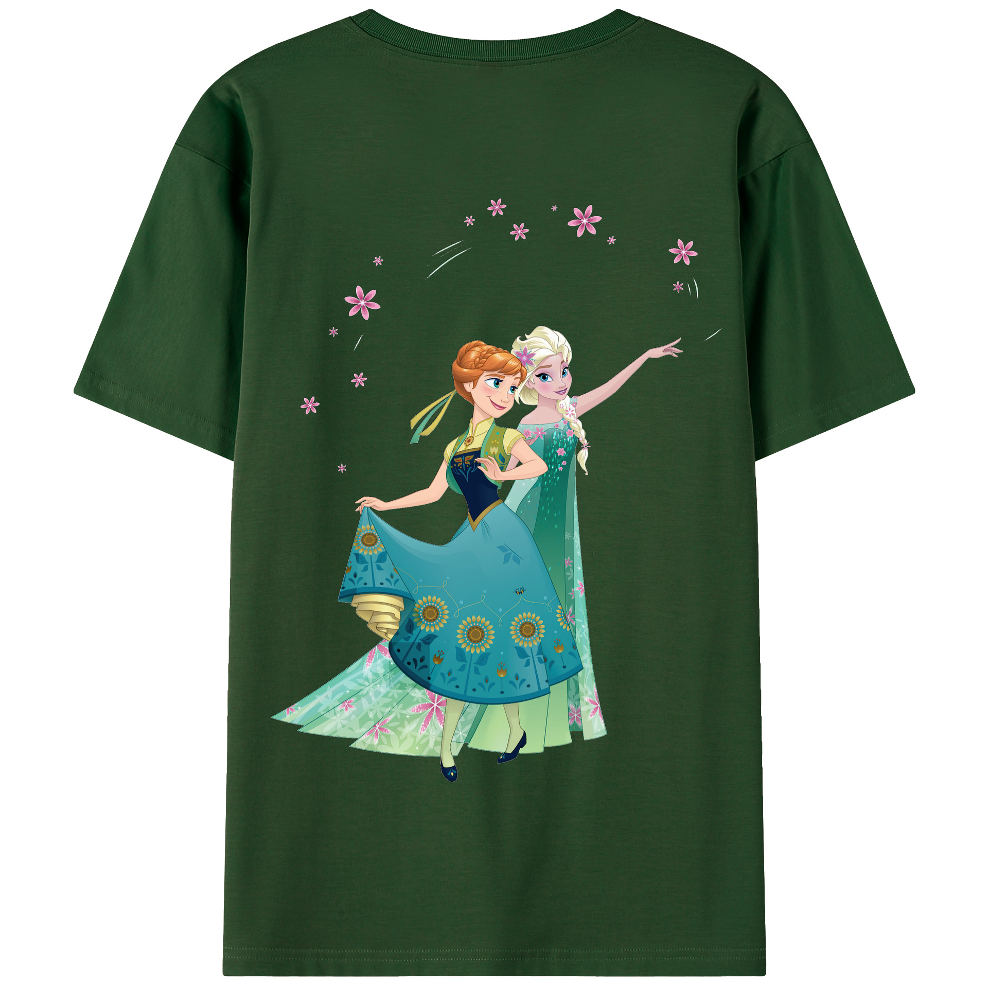 （画像用） アナと雪の女王 アンナ エルサ Frozen Anna Elsa 綿100％半袖Tシャツ（背面プリント）